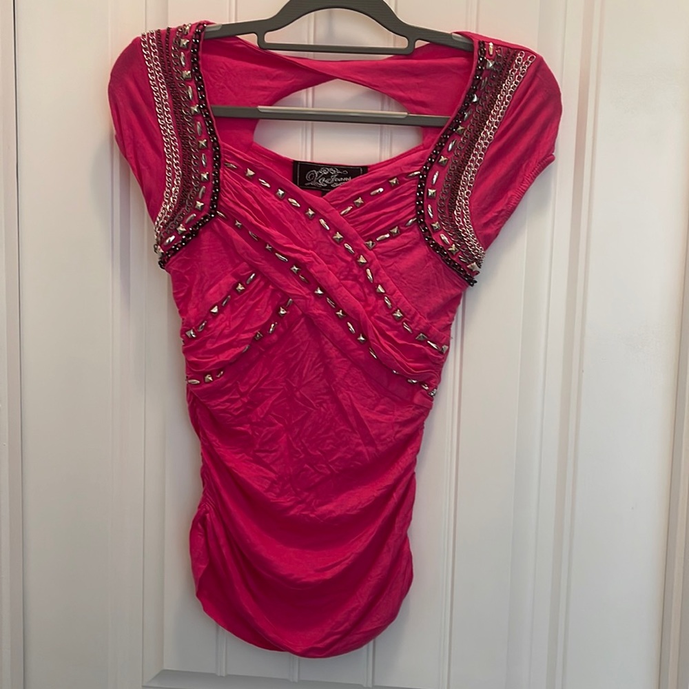 Vo jeans hot pink shirt